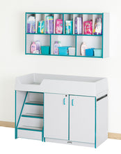 Load image into Gallery viewer, Rainbow Accents® Diaper Changer with Stairs - Left - Teal - MMEE Distributors