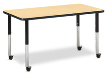 Load image into Gallery viewer, Berries® Rectangle Activity Table - 24" X 48", Mobile - Maple/Black/Black - MMEE Distributors