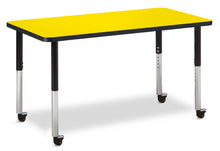 Load image into Gallery viewer, Berries® Rectangle Activity Table - 24" X 48", Mobile - Yellow/Black/Black - MMEE Distributors