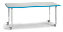 Load image into Gallery viewer, Berries® Rectangle Activity Table - 30" X 60", Mobile - Gray/Teal/Gray - MMEE Distributors