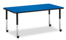 Load image into Gallery viewer, Berries® Rectangle Activity Table - 30" X 60", Mobile - Blue/Black/Black - MMEE Distributors
