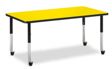 Load image into Gallery viewer, Berries® Rectangle Activity Table - 30" X 60", Mobile - Yellow/Black/Black - MMEE Distributors