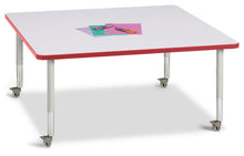 Load image into Gallery viewer, Berries® Square Activity Table - 48" X 48", Mobile - Gray/Red/Gray - MMEE Distributors
