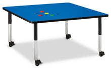 Load image into Gallery viewer, Berries® Square Activity Table - 48" X 48", Mobile - Blue/Black/Black - MMEE Distributors