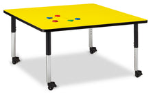 Load image into Gallery viewer, Berries® Square Activity Table - 48" X 48", Mobile - Yellow/Black/Black - MMEE Distributors