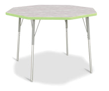 Load image into Gallery viewer, Berries® Octagon Activity Table - 48" X 48", A-height - Driftwood Gray/Key Lime/Gray - MMEE Distributors