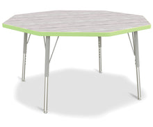 Load image into Gallery viewer, Berries® Octagon Activity Table - 48" X 48", E-height - Driftwood Gray/Key Lime/Gray - MMEE Distributors