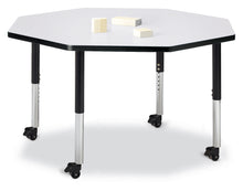 Load image into Gallery viewer, Berries® Octagon Activity Table - 48" X 48", Mobile - Gray/Black/Black - MMEE Distributors