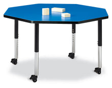 Load image into Gallery viewer, Berries® Octagon Activity Table - 48" X 48", Mobile - Blue/Black/Black - MMEE Distributors