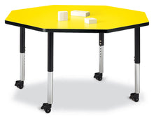 Load image into Gallery viewer, Berries® Octagon Activity Table - 48" X 48", Mobile - Yellow/Black/Black - MMEE Distributors