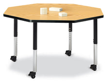 Load image into Gallery viewer, Berries® Octagon Activity Table - 48" X 48", Mobile - Oak/Black/Black - MMEE Distributors