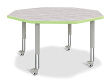 Load image into Gallery viewer, Berries® Octagon Activity Table - 48" X 48", Mobile - Driftwood Gray/Key Lime/Gray - MMEE Distributors