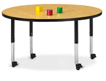 Load image into Gallery viewer, Berries® Round Activity Table - 48" Diameter, Mobile - Oak/Black/Black - MMEE Distributors