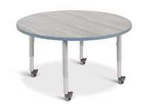Load image into Gallery viewer, Berries® Round Activity Table - 48" Diameter, Mobile - Driftwood Gray/Coastal Blue/Gray - MMEE Distributors