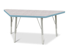 Load image into Gallery viewer, Berries® Trapezoid Activity Table - 24" X 48", E-height - Driftwood Gray/Coastal Blue/Gray - MMEE Distributors