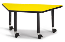Load image into Gallery viewer, Berries® Trapezoid Activity Tables - 24" X 48", Mobile - Yellow/Black/Black - MMEE Distributors