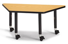 Load image into Gallery viewer, Berries® Trapezoid Activity Tables - 24" X 48", Mobile - Oak/Black/Black - MMEE Distributors