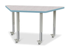Load image into Gallery viewer, Berries® Trapezoid Activity Table - 24" X 48", Mobile - Driftwood Gray/Coastal Blue/Gray - MMEE Distributors