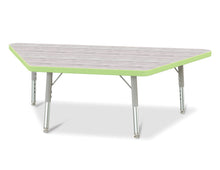 Load image into Gallery viewer, Berries® Trapezoid Activity Table - 24" X 48", T-height - Driftwood Gray/Key Lime/Gray - MMEE Distributors