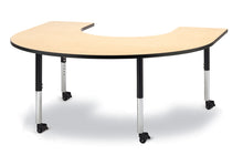 Load image into Gallery viewer, Berries® Horseshoe Activity Table - 66" X 60", Mobile - Maple/Black/Black - MMEE Distributors