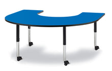 Load image into Gallery viewer, Berries® Horseshoe Activity Table - 66" X 60", Mobile - Blue/Black/Black - MMEE Distributors
