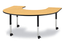 Load image into Gallery viewer, Berries® Horseshoe Activity Table - 66" X 60", Mobile - Oak/Black/Black - MMEE Distributors