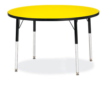 Load image into Gallery viewer, Berries® Round Activity Table - 42" Diameter, A-height - Yellow/Black/Black - MMEE Distributors
