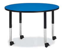 Load image into Gallery viewer, Berries® Round Activity Table - 42" Diameter, Mobile - Blue/Black/Black - MMEE Distributors