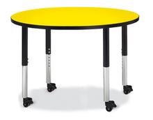 Load image into Gallery viewer, Berries® Round Activity Table - 42" Diameter, Mobile - Yellow/Black/Black - MMEE Distributors