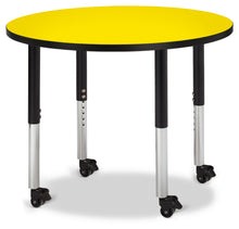 Load image into Gallery viewer, Berries® Round Activity Table - 36" Diameter, Mobile - Yellow/Black/Black - MMEE Distributors