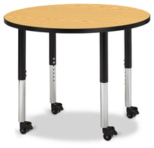 Load image into Gallery viewer, Berries® Round Activity Table - 36" Diameter, Mobile - Oak/Black/Black - MMEE Distributors