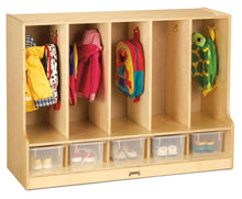 Load image into Gallery viewer, Jonti-Craft® Toddler 5 Section Coat Locker with Step - with Clear Cubbie-Trays - MMEE Distributors