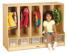 Load image into Gallery viewer, Jonti-Craft® Toddler 5 Section Coat Locker with Step - with Clear Cubbie-Trays - MMEE Distributors