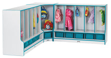 Load image into Gallery viewer, Rainbow Accents® Toddler 5 Section Coat Locker with Step - with Trays - Teal - MMEE Distributors