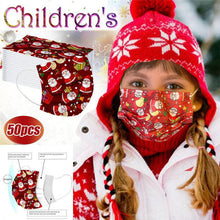 Load image into Gallery viewer, Christmas Kids Face Mask Disposable 3 layer (50pcs Red) - MMEE Distributors