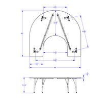 Load image into Gallery viewer, Berries® Horseshoe Activity Table - 66" X 60", E-height - Blue/Black/Black - MMEE Distributors