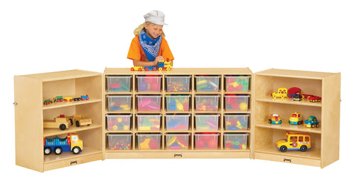 Jonti-Craft® 20 Cubbie-Tray Triple Fold-n-Lock - with Clear Trays - MMEE Distributors