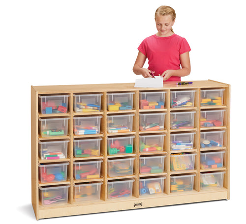 Jonti-Craft® 30 Cubbie-Tray Mobile Storage - with Clear Trays - MMEE Distributors