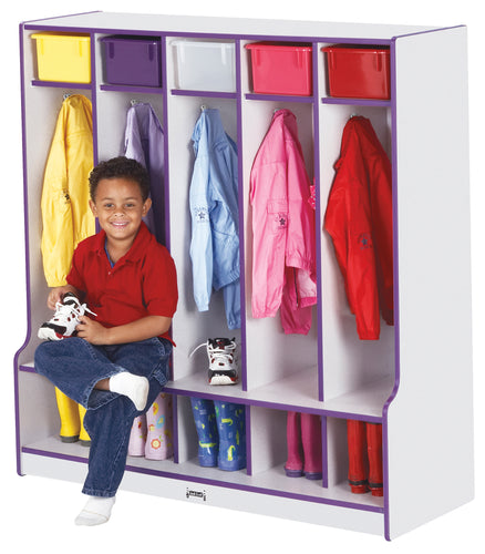 Rainbow Accents® 5 Section Coat Locker with Step - Red - MMEE Distributors