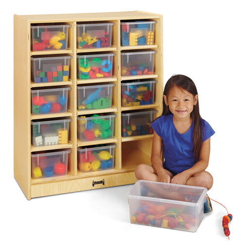 Jonti-Craft® 15 Cubbie-Tray Mobile Unit – with Clear Trays - MMEE Distributors
