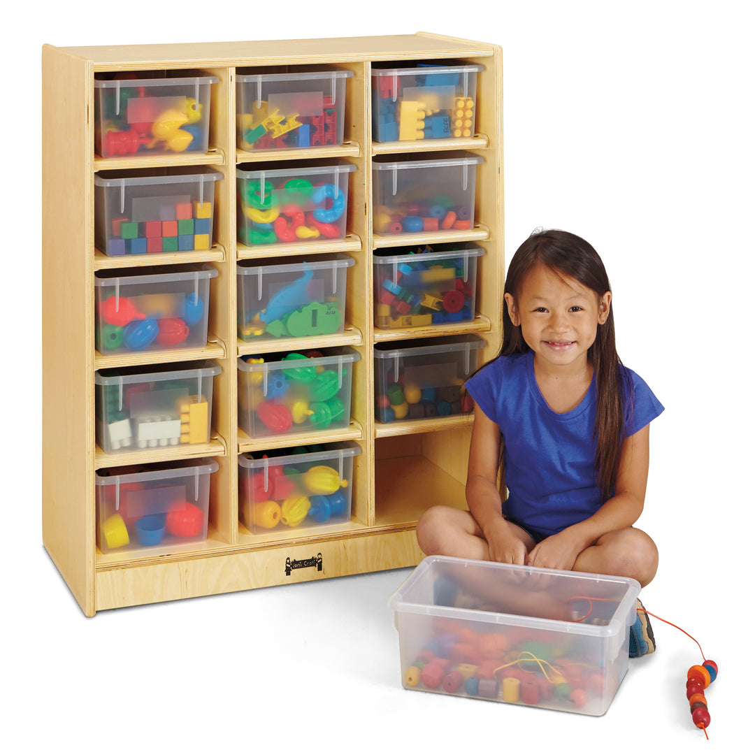 Jonti-Craft® 15 Cubbie-Tray Mobile Unit – with Clear Trays - MMEE Distributors