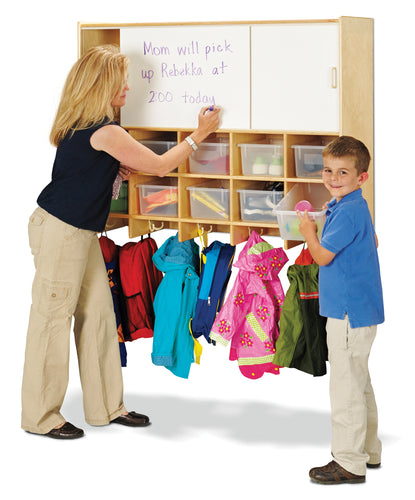 Jonti-Craft® 10 Section Wall Mount Coat Locker with Storage – with Clear Cubbie-Trays - MMEE Distributors