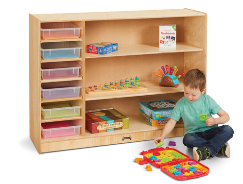 Jonti-Craft® Adjustable Combo Mobile Straight-Shelf - with clear Paper-Trays - MMEE Distributors
