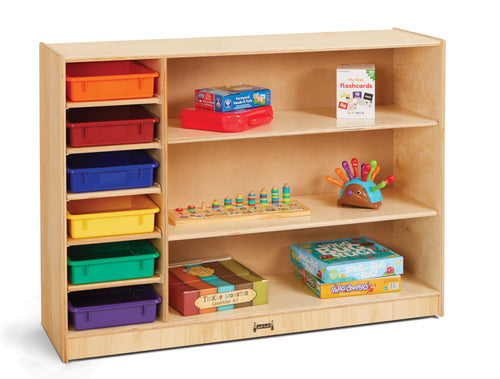 Jonti-Craft® Adjustable Combo Mobile Straight-Shelf - with colored Paper-Trays - MMEE Distributors