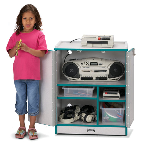 Rainbow Accents® Media Cart - Lockable - Teal - MMEE Distributors
