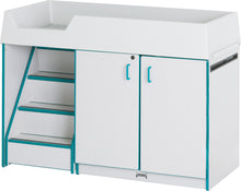 Load image into Gallery viewer, Rainbow Accents® Diaper Changer with Stairs - Left - Blue - MMEE Distributors
