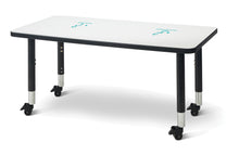 Load image into Gallery viewer, Berries® Rectangle Dry Erase Table - 24&quot; x 48&quot;, Mobile - Write-n-Wipe/Black/Black - MMEE Distributors
