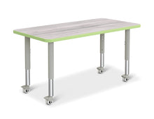 Load image into Gallery viewer, Berries® Rectangle Activity Table - 24&quot; X 48&quot;, Mobile - Driftwood Gray/Key Lime/Gray - MMEE Distributors
