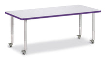 Load image into Gallery viewer, Berries® Rectangle Activity Table - 30&quot; X 72&quot;, Mobile - Gray/Purple/Gray - MMEE Distributors
