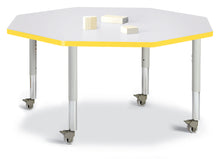 Load image into Gallery viewer, Berries® Octagon Activity Table - 48&quot; X 48&quot;, Mobile - Gray/Yellow/Gray - MMEE Distributors
